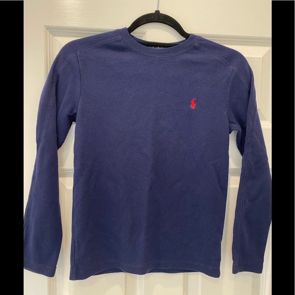 Polo Long Sleeve Waffle Knit Crew Neck Shirt